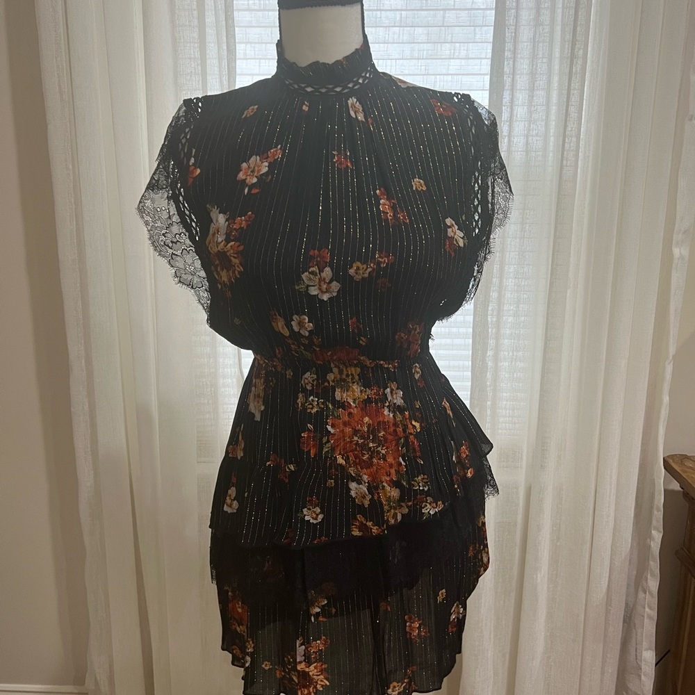 Floral Dress with Gold